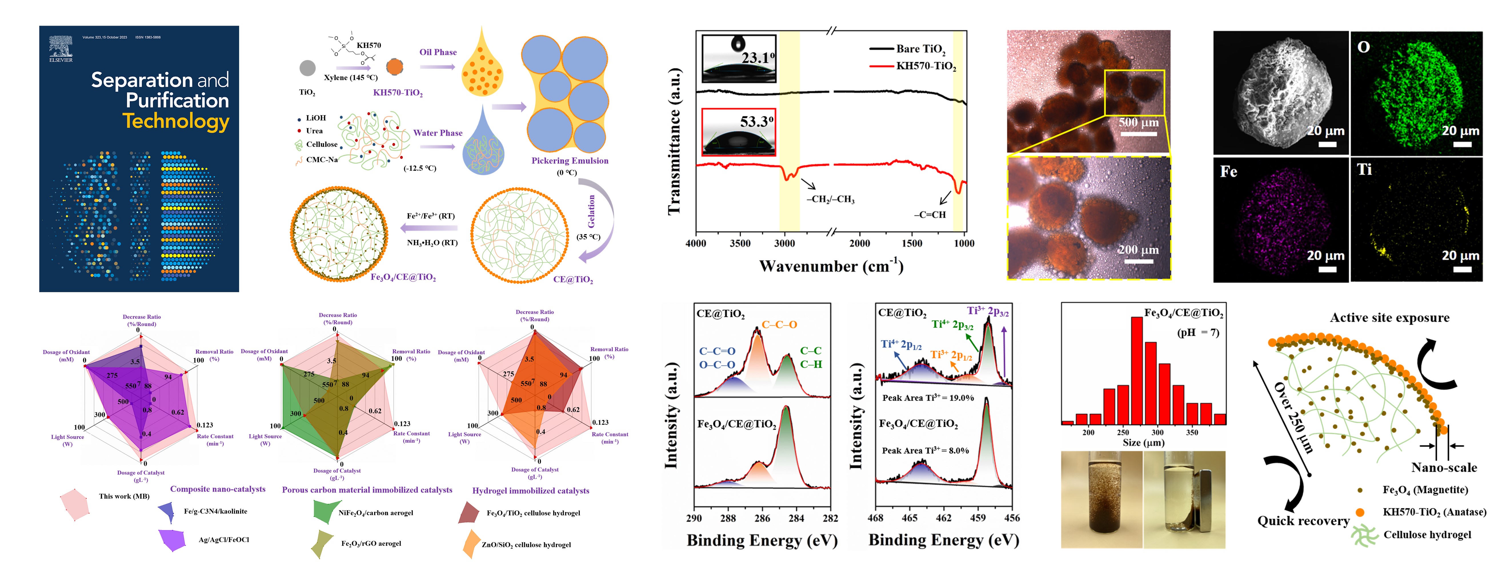 Structuring core-shell micro-reactor with binary complexes interface and selective passing surface towards enhancing photo-Fenton degradation.